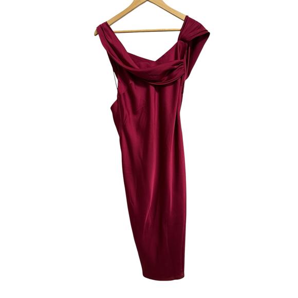 Fame and Partners draped satin wine red‎ midi dress size 6 - Picture 1 of 6